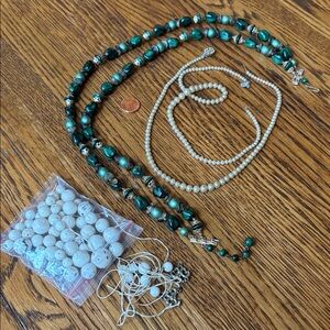 Set of Three Vintage Bead Necklaces. All are broken or missing strands/pieces.